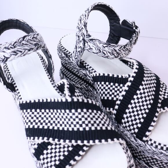 AMAMBAIH Free People Carmen Flatform Sandals Ivory Black Crisscross Women's 40 - Picture 6 of 12